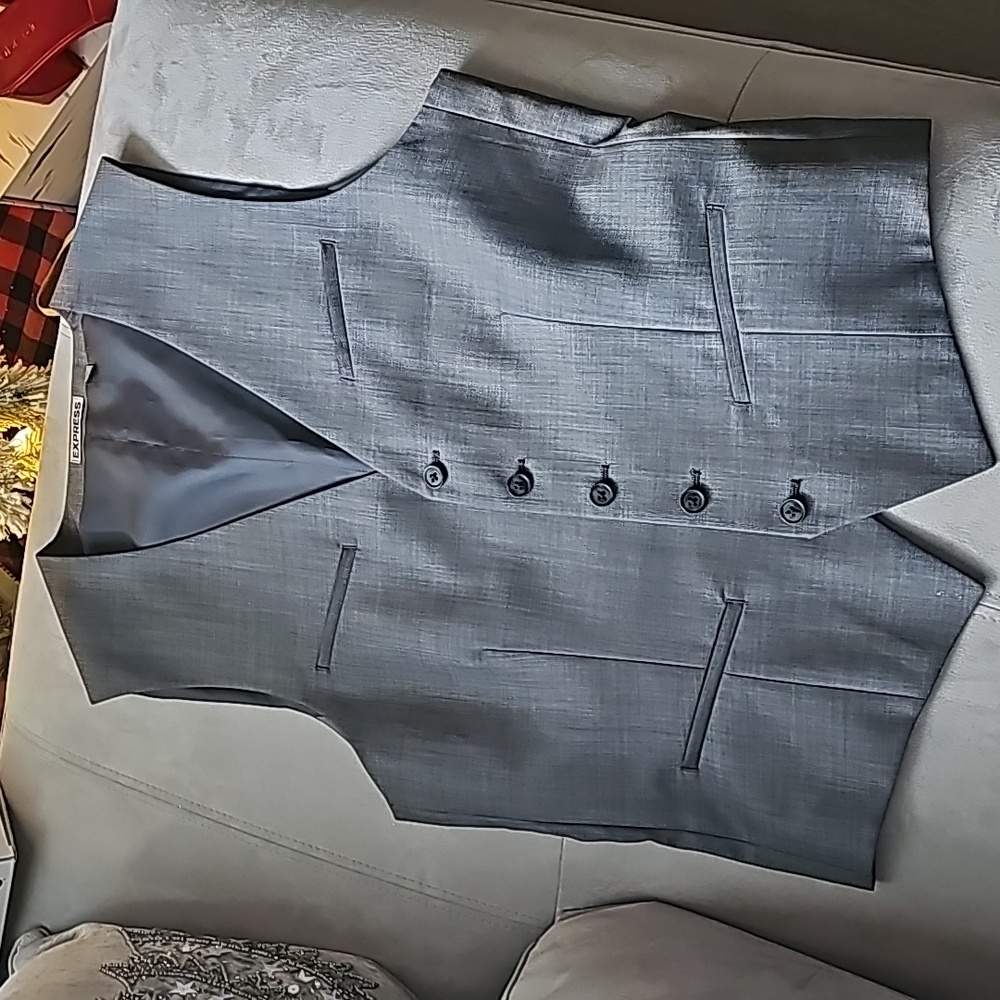 EUC Express Slim Gray Modern Tech Suit Vest (M) & Suit Pants (32/34) - Picture 2 of 8